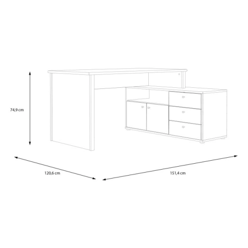 Biurko narożne z komodą vintage loft